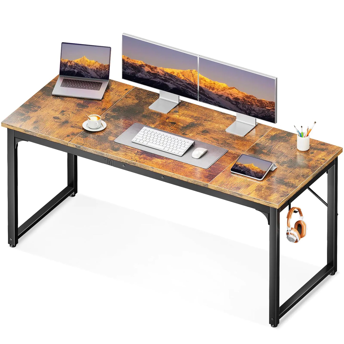 Coleshome 63 Inch Computer Desk Modern Simple Style Desk for Home Office Study Student Writing Desk Vintage